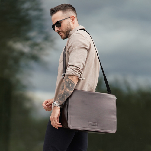 Brown men`s shoulder bag S11